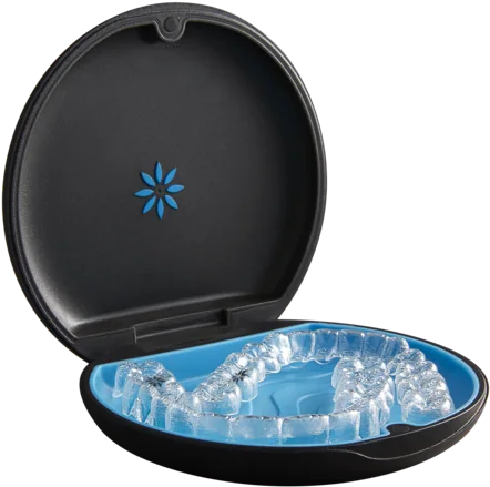 Invisalign aligners in their case